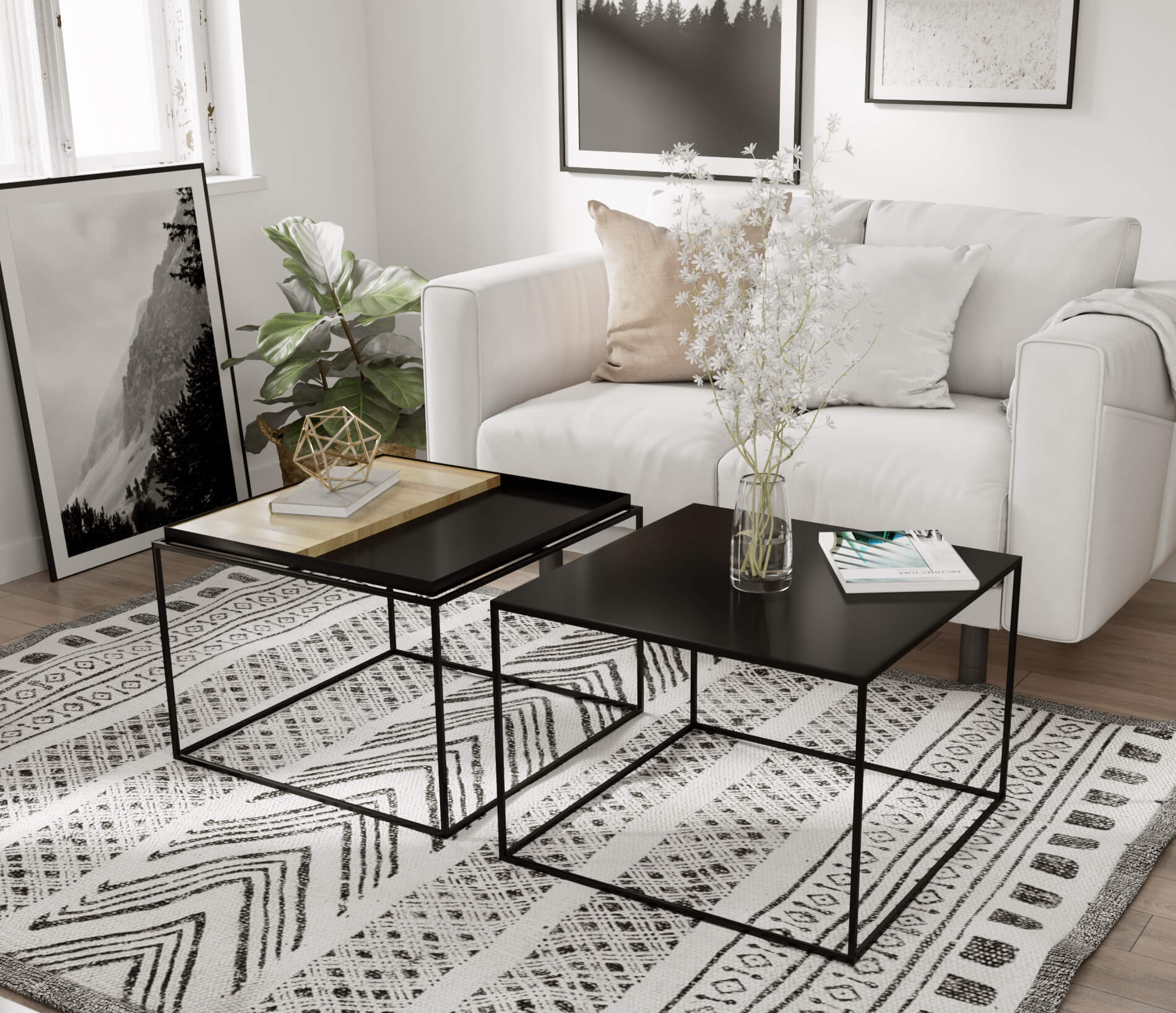סט שולחנות Minimal Yarden + בוצ'ר בלוק אלון